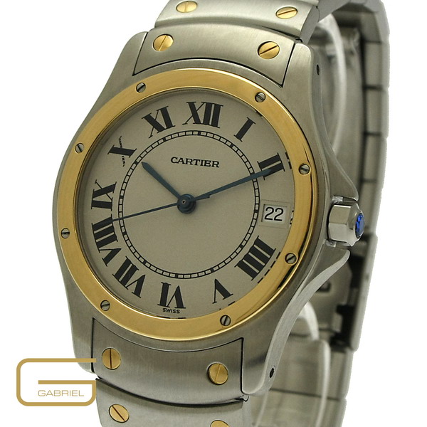 Cartier Santos Ronde Stahl/18K.Gold mit Papiere