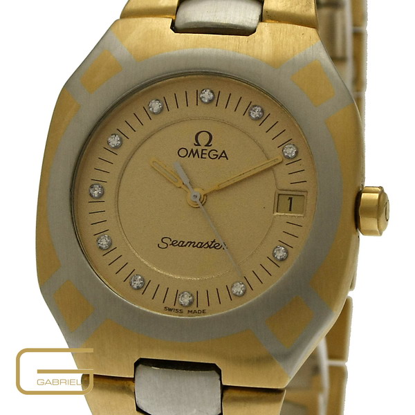 Omega Seamaster 18K.Gelb & Weißgold Brillant Blatt