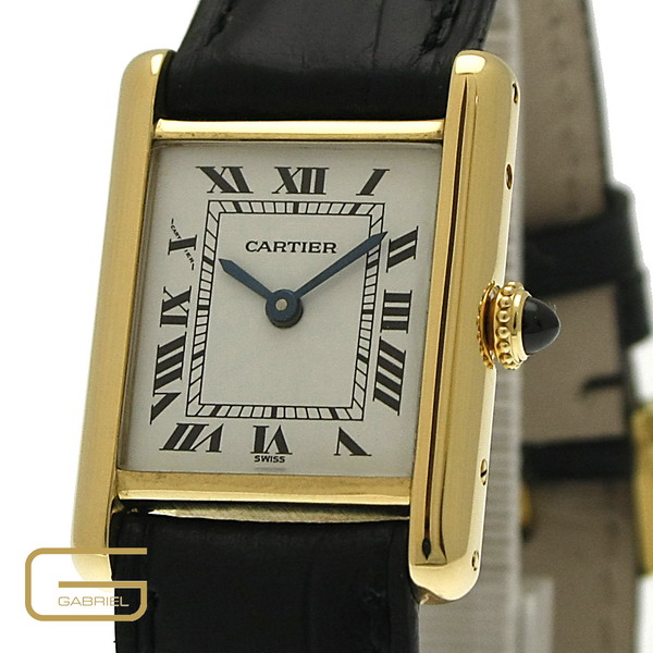 Cartier Tank 18K.Gold/Lederband Handaufzug