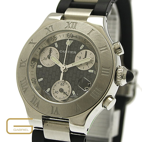Cartier Chronoscaph 21 Stahl/Kautschuk NEU!! NP 3.060,- €