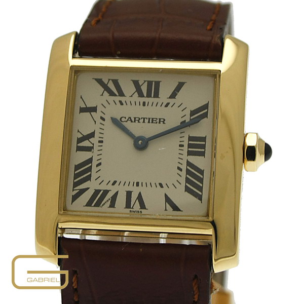 Cartier Tank 18K.Gold/Ledeband mit Papiere